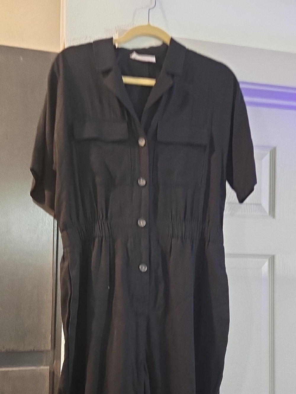 Everlane Black Utility Button-Front Jumpsuit with Chest Pockets - Picture 3 of 5